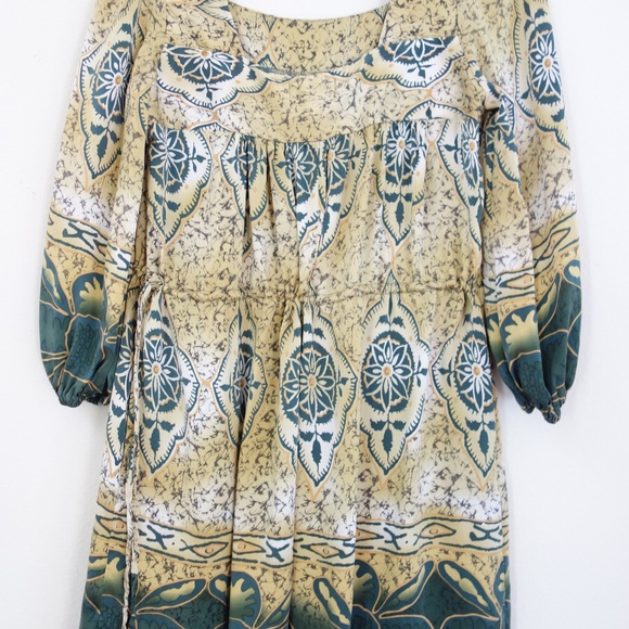 Silk Batik Midi Dress,  Boho Midi - Picture 6 of 11